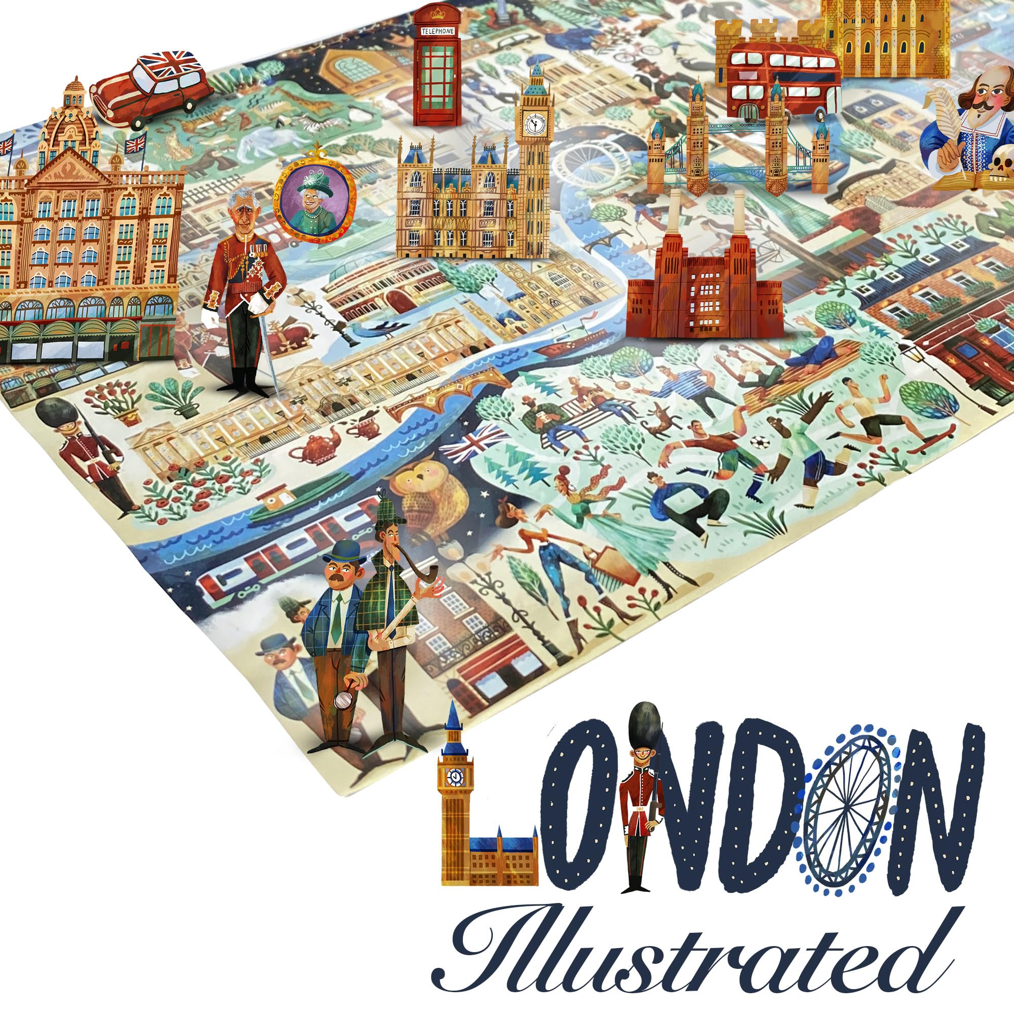 Bopster London Illustrated Puzzle big ben scene for engaging solo or group puzzle sessions.
