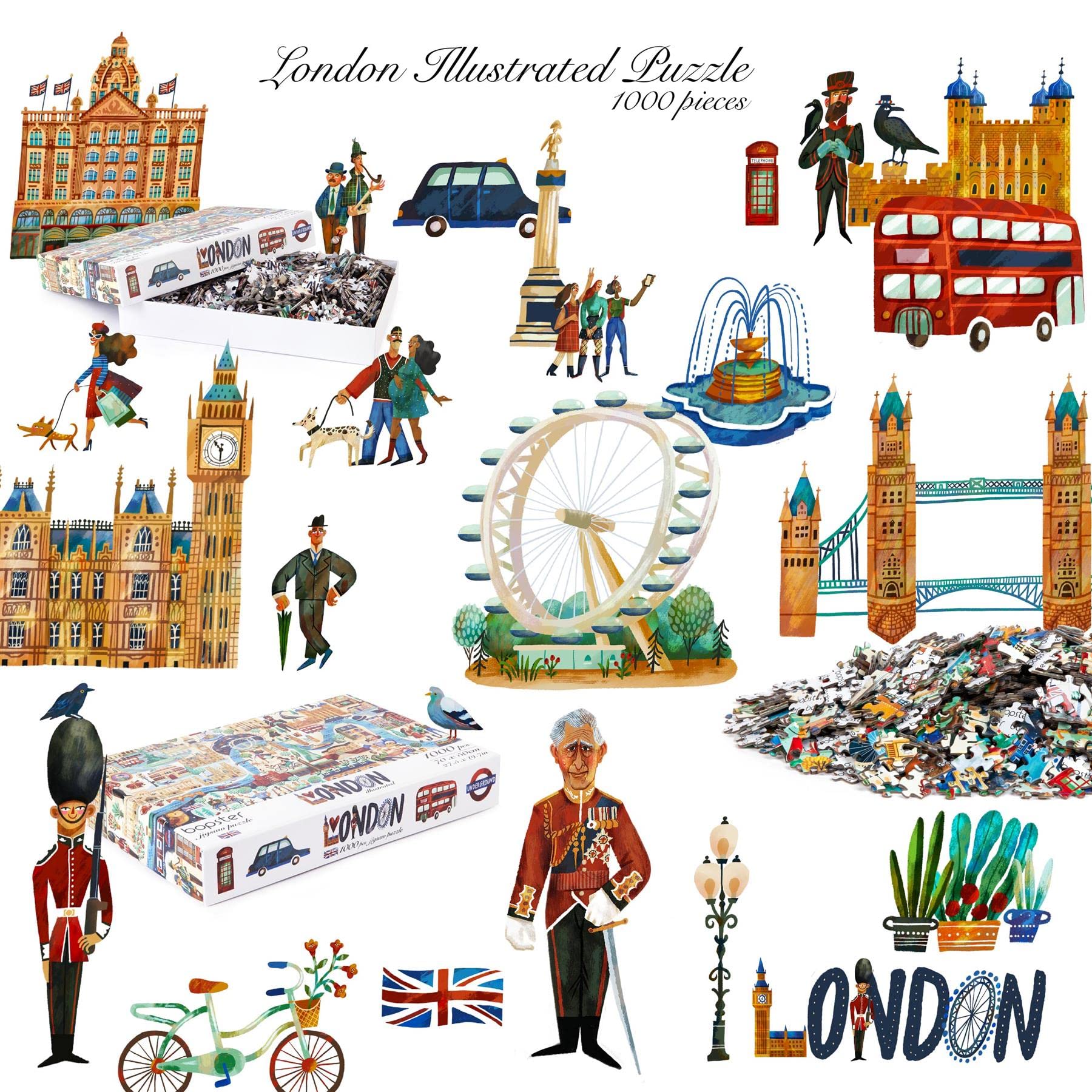 Bopster London Illustrated Puzzle Buckingham Palace scene for educational and entertaining hours.