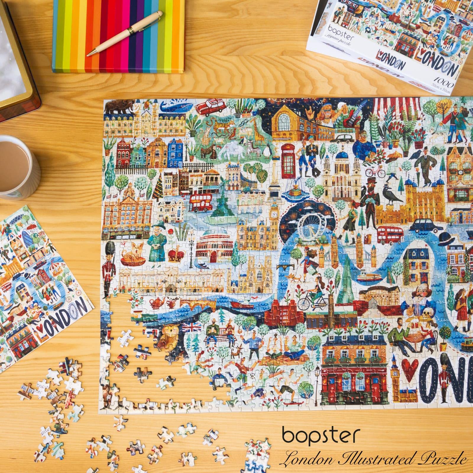 Bopster London Illustrated Puzzle Queen Elizabeth II portrait snippet inspiring regal nostalgia.