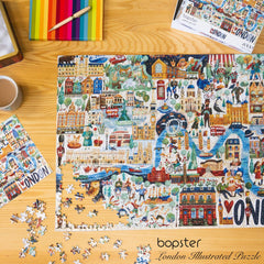 Bopster London Illustrated Puzzle Queen Elizabeth II portrait snippet inspiring regal nostalgia.