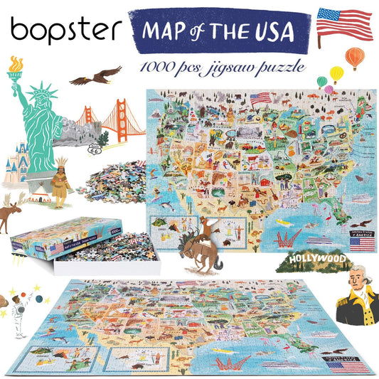 Bopster USA map puzzle illustrated map invites exploration and curiosity
