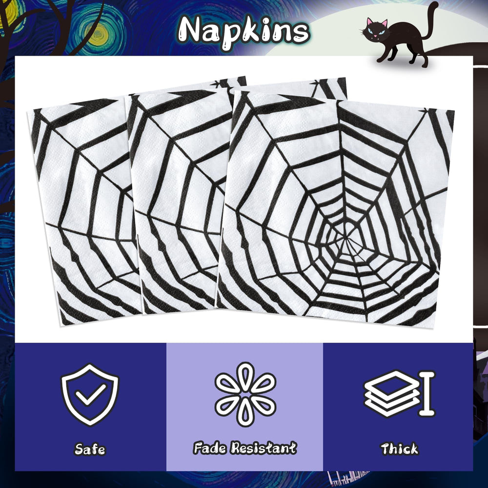 BOpusail Spider web napkins add themed flair and easy cleanup