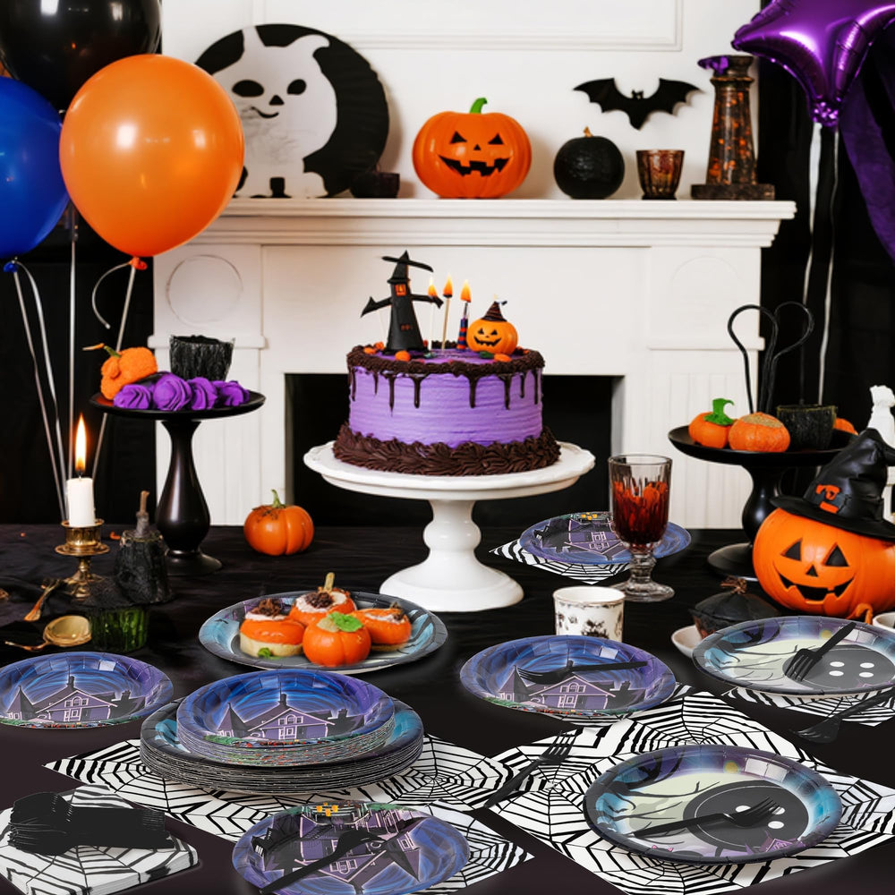 BOpusail Starry-night ghost-house pattern enhances Halloween party decor