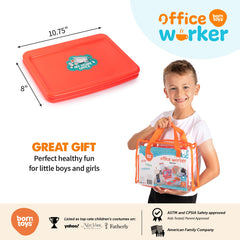 Born Toys cup with lid completes the desk setup for organized pretend tasks