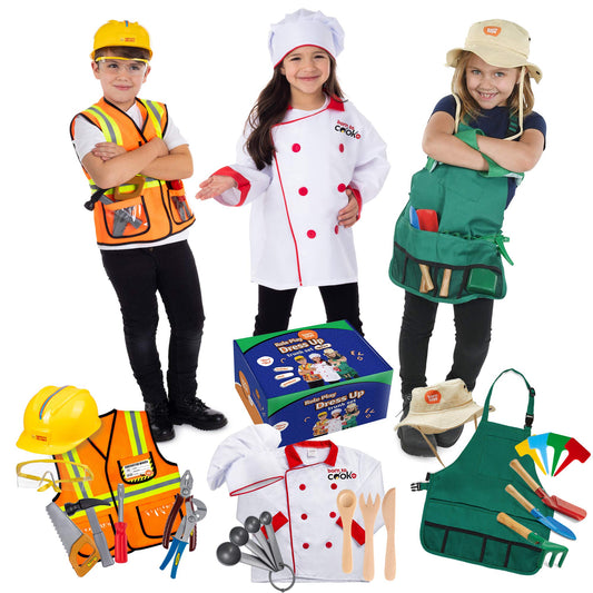 Born Toys worker costume top for toddlers, easy dressing.