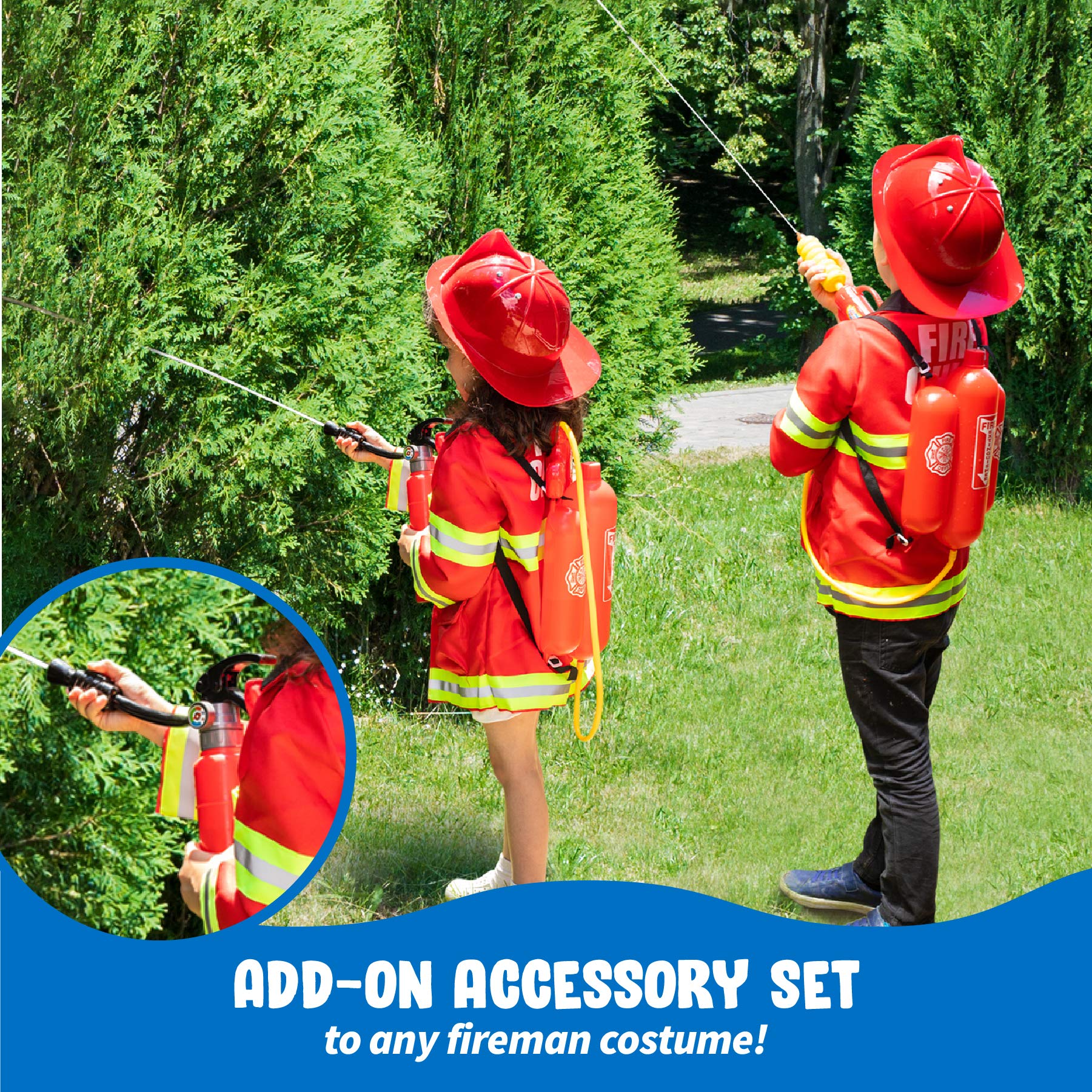 Born Toys firefighter costume accessory enhances dress-up play.
