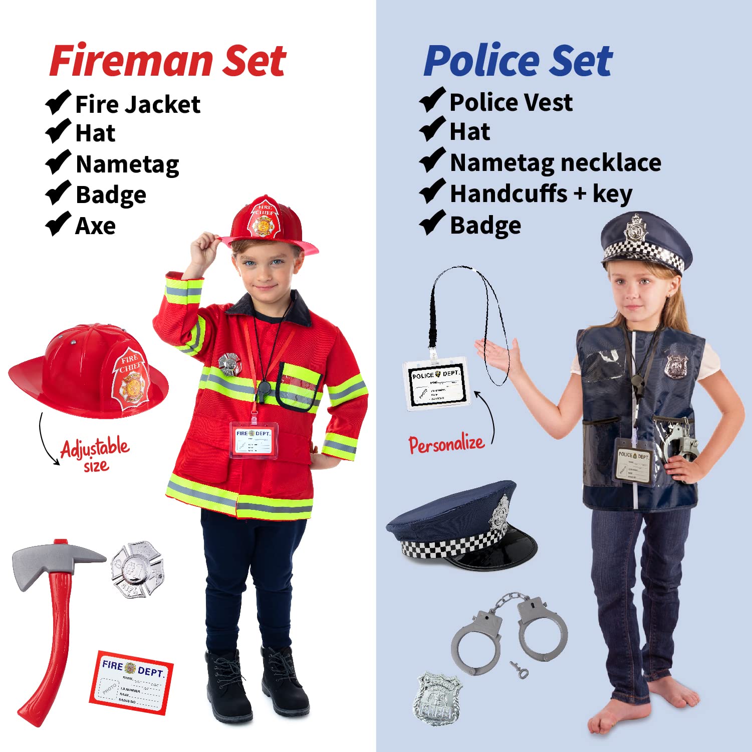 Born Toys police officer costume for kids, easy wear for role-play adventures