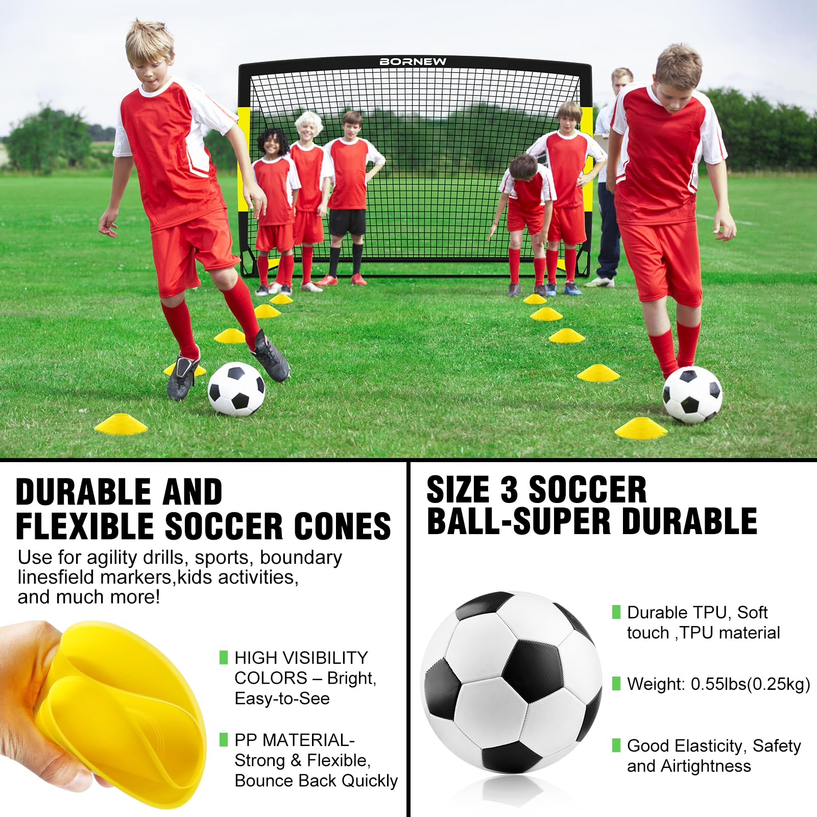 BORNEW ground nails secure nets on grass or sand
