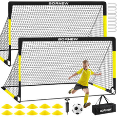 BORNEW kids soccer goal backyard setup for practice and family fun