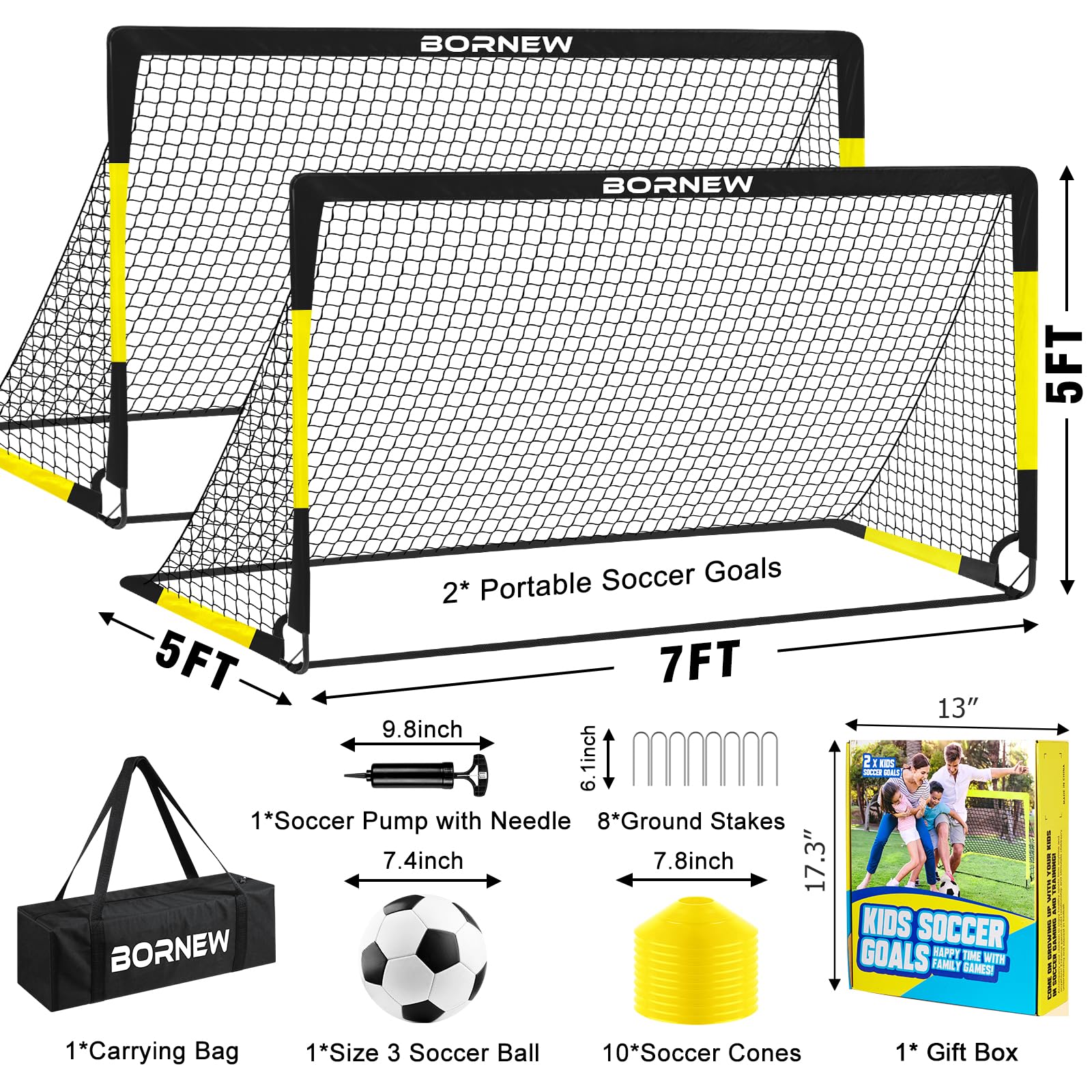 BORNEW standard-size soccer ball included for drills and games