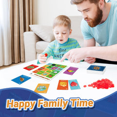 Bosctanuc Loteria family game night supports preschool learning.