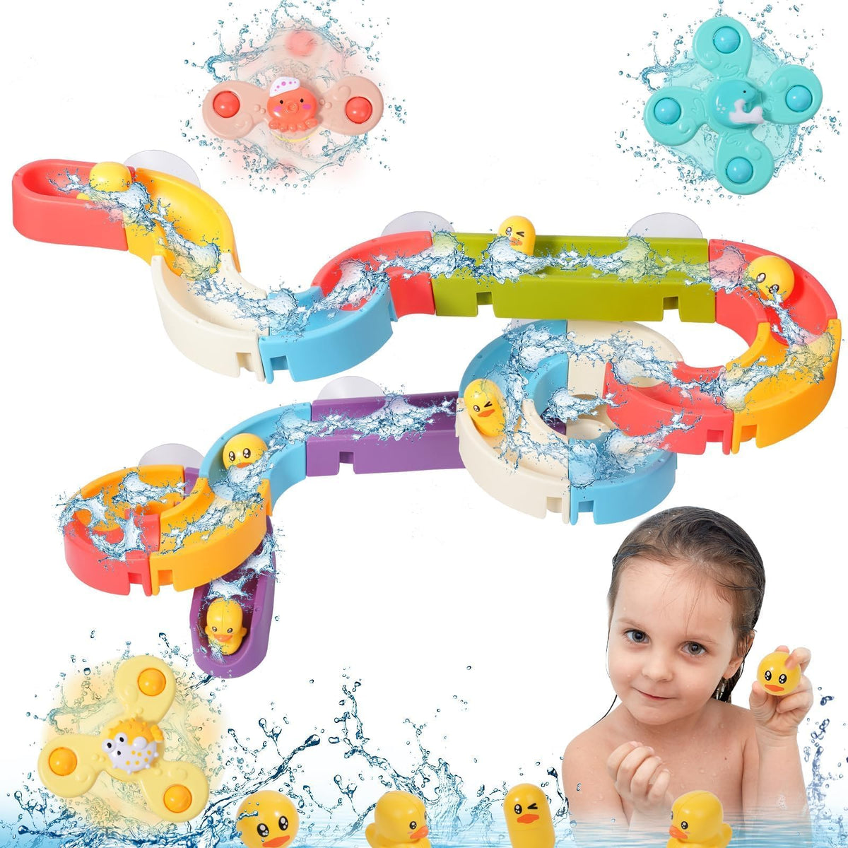 Bosizhang bath toy set featuring the duck slide track for engaging water play