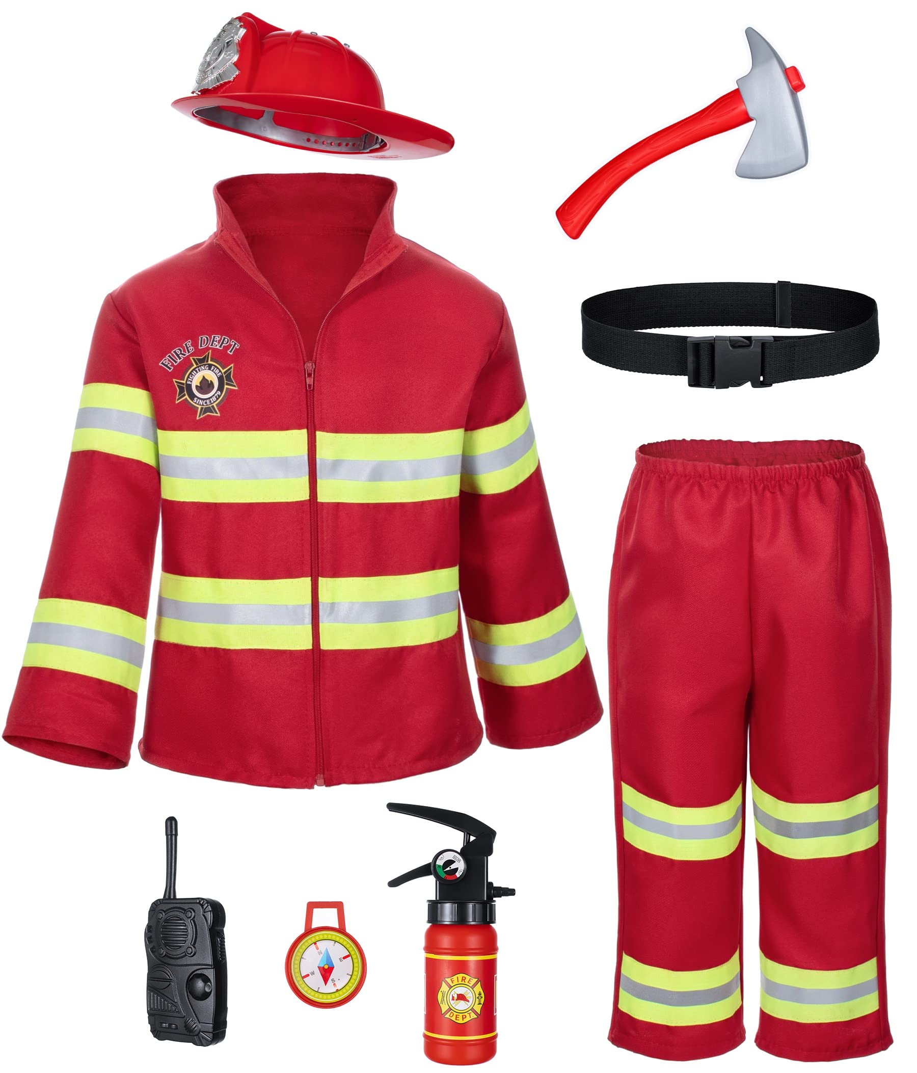 Bosvin kids fireman costume jacket and pants for immersive pretend play.