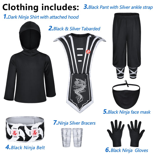 Bosvin Ninjia hooded shirt and mask complete the ninja silhouette.