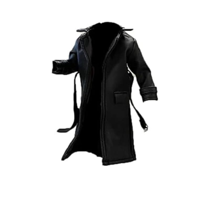 Boswon Sodier 1/12 scale coat front view on a 6-inch figure showing faux leather texture
