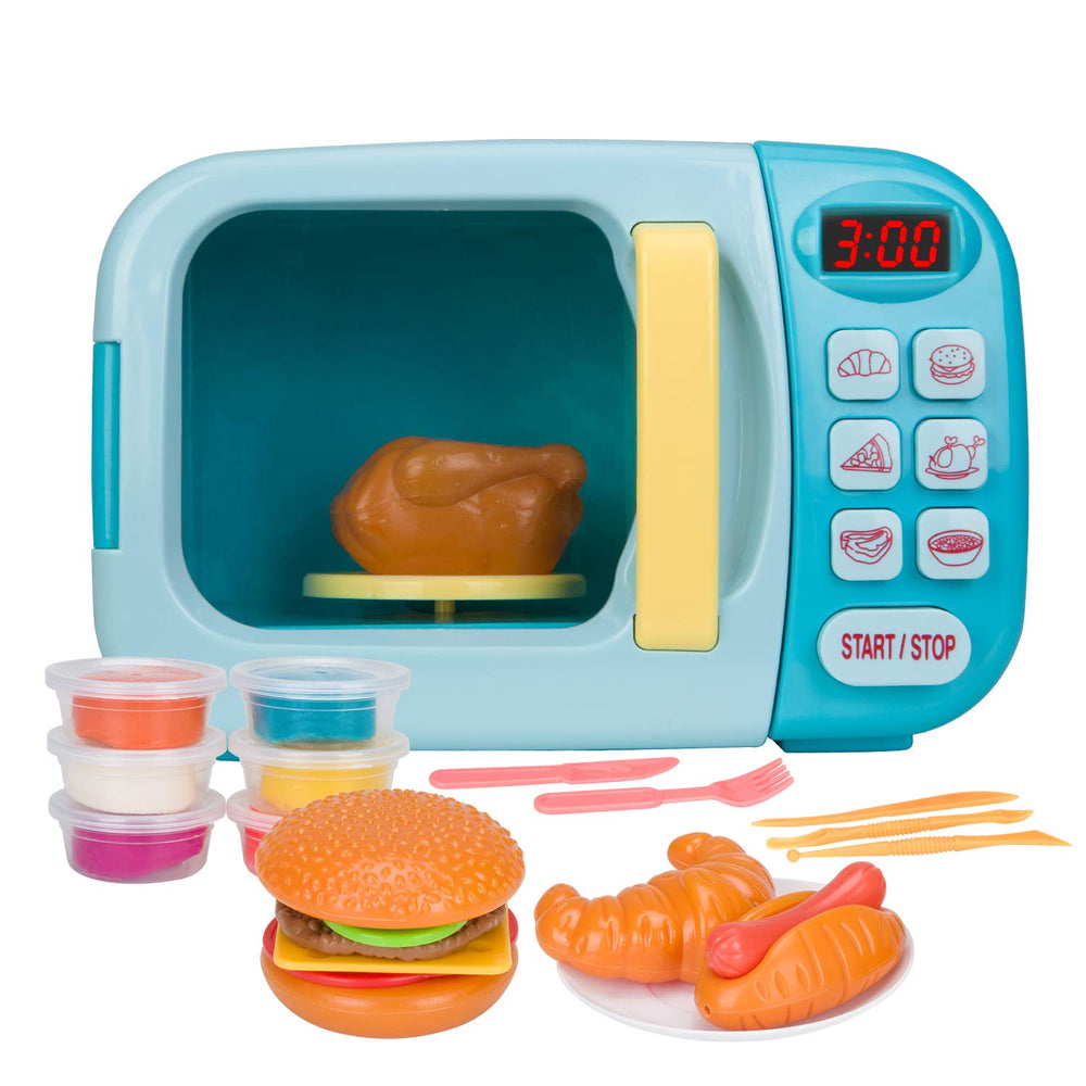 BoterLun microwave toy oven blue, ideal for imaginative pretend cooking play.