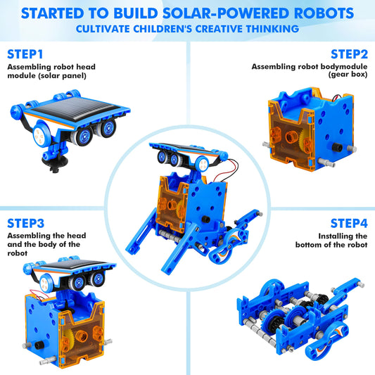 Bottleboom solar robot kit gears and parts enable creative engineering play.