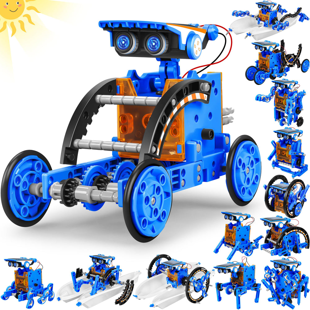 Bottleboom STEM 13-in-1 solar robot kit assembly for hands-on learning with solar power.
