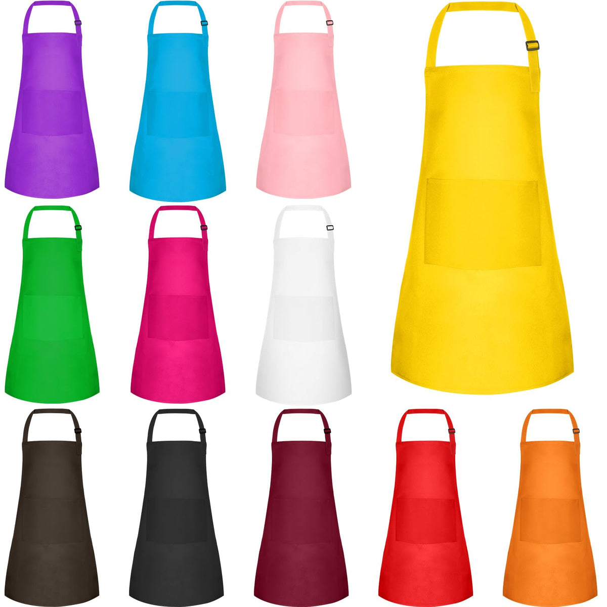 BOUBONI 12-pack kids apron with two pockets for art and cooking.