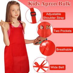 BOUBONI kids apron red adjustable shoulder straps fit growing children comfortably