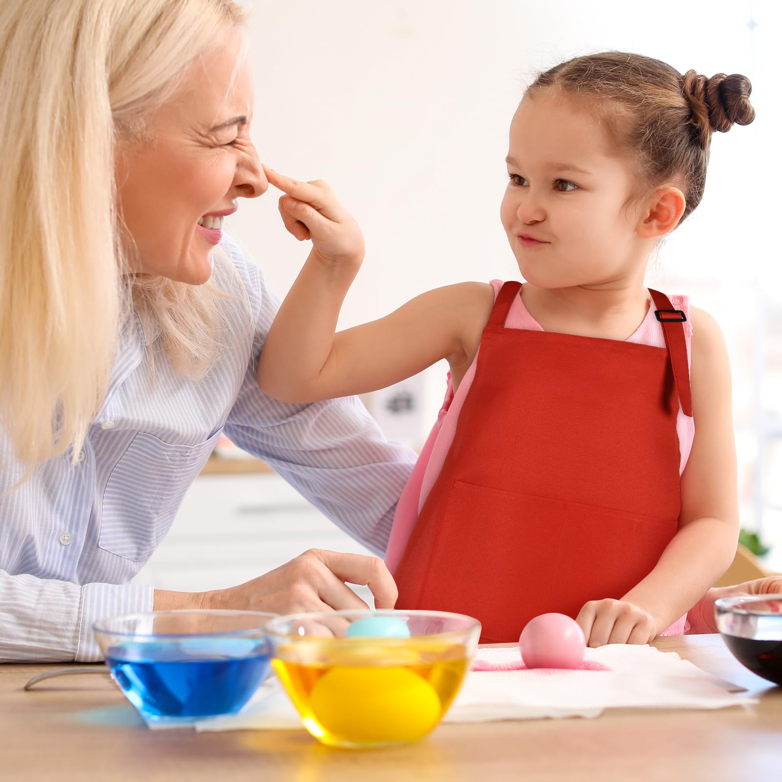 BOUBONI kids apron red quick-drying fabric supports back-to-back art sessions