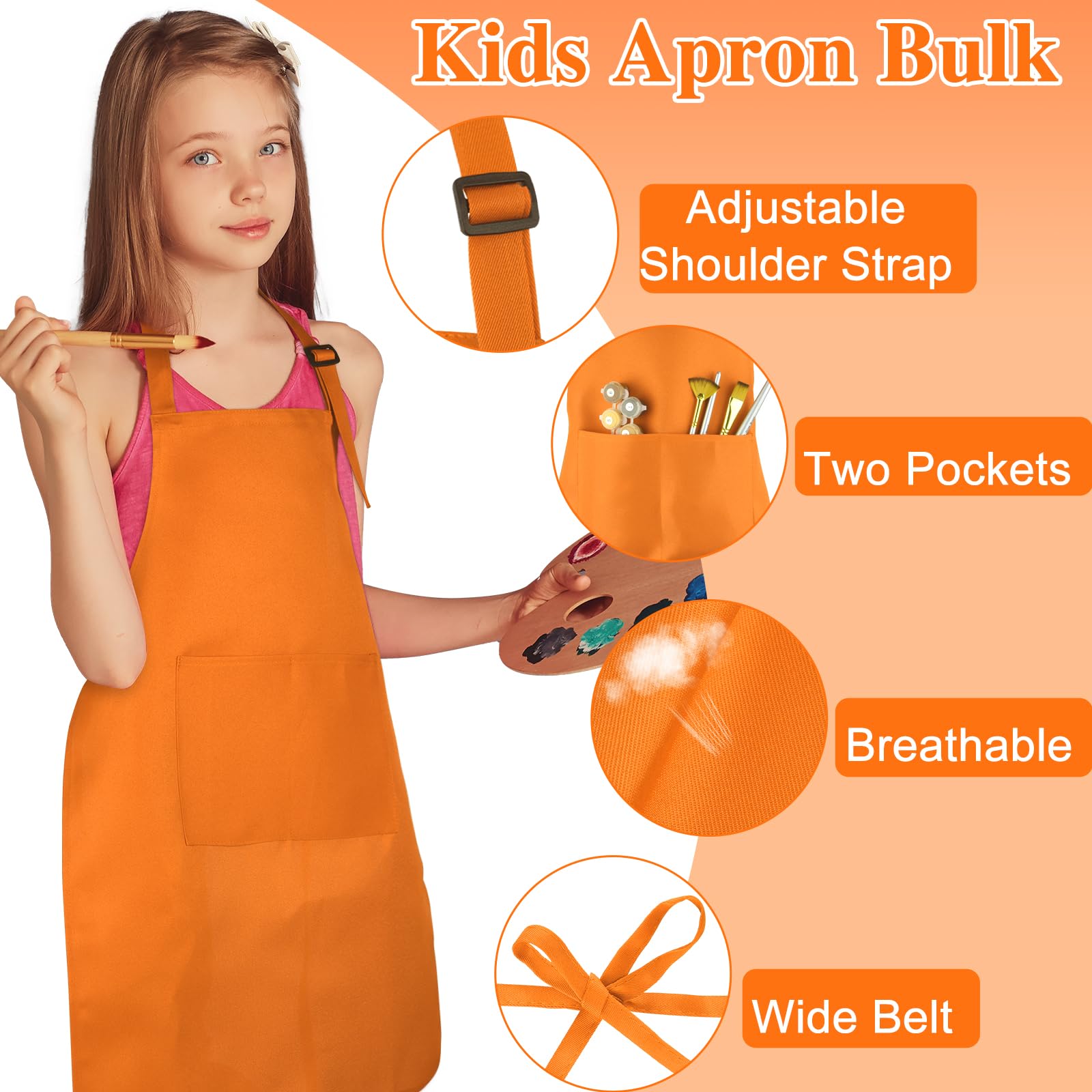 BOUBONI kids apron featuring two pockets to keep brushes and pencils handy.