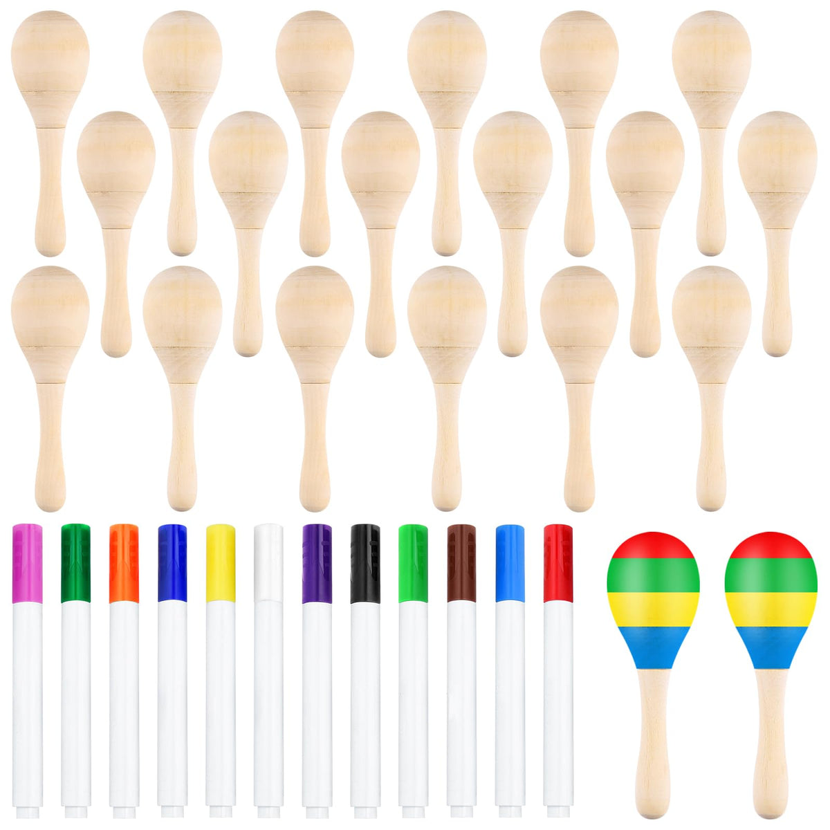 BOUBONI wooden maracas set for kids with ergonomic handles