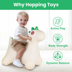 Bouncy Pals Dinosaur Hopping Horse child riding promotes balance and coordinated movement.