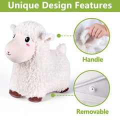 Bouncy Pals Sheep Hopper with machine-washable cover for easy cleaning
