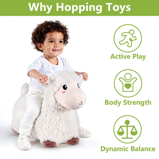 Bouncy Pals Sheep Hopper shows quick inflation for fast setup
