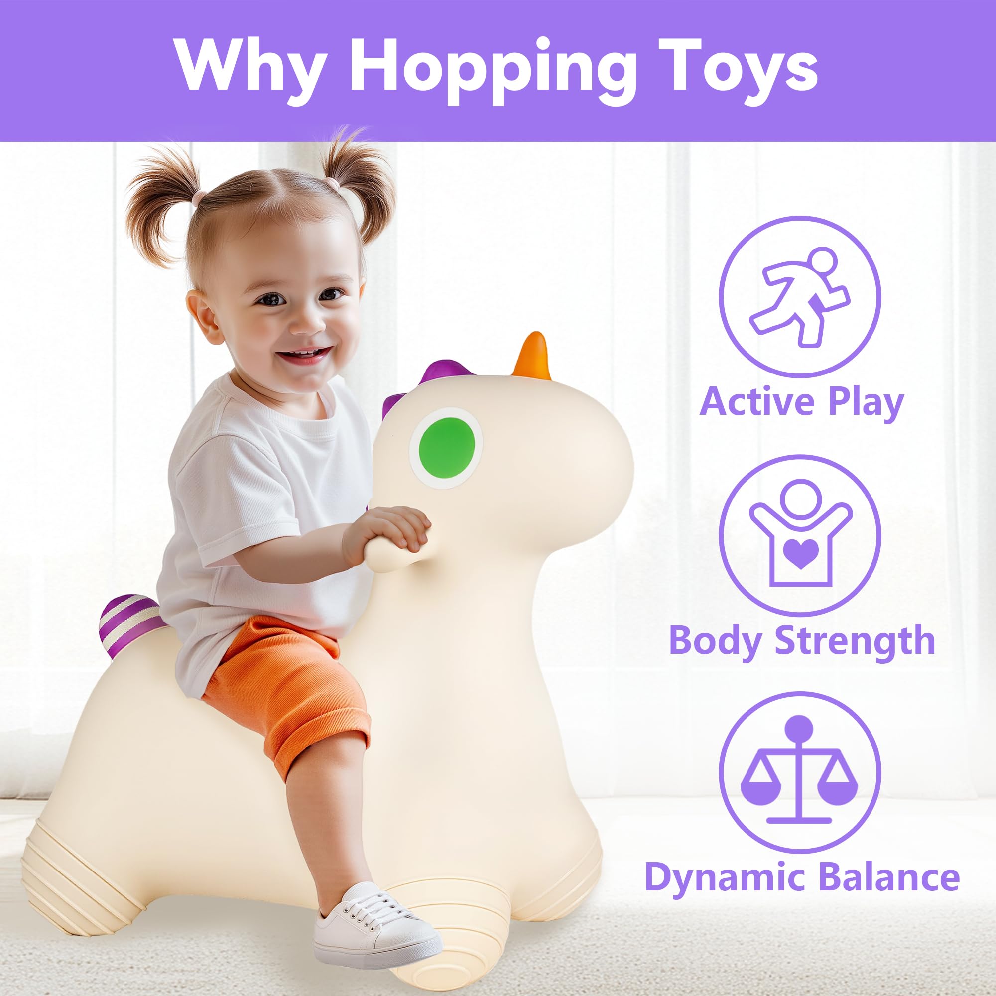 Bouncy Pals Unicorn Hopper handles provide beginner-friendly grip for stability