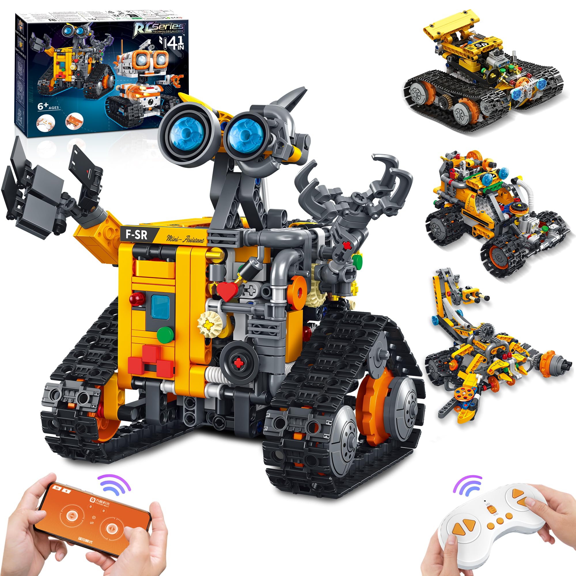 Bouraw Robot Building Kit assembly showing 4-in-1 versatility for kids