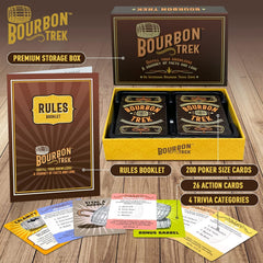 BourbonTrek trivia game in hand, perfect for a lively tasting night.