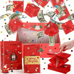 BOVVSKY cash explosion box red at rest, ideal gift presentation.