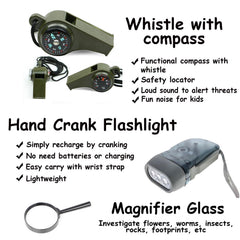 Box O' Mart lensatic compass teaching basic navigation on outdoor trips.