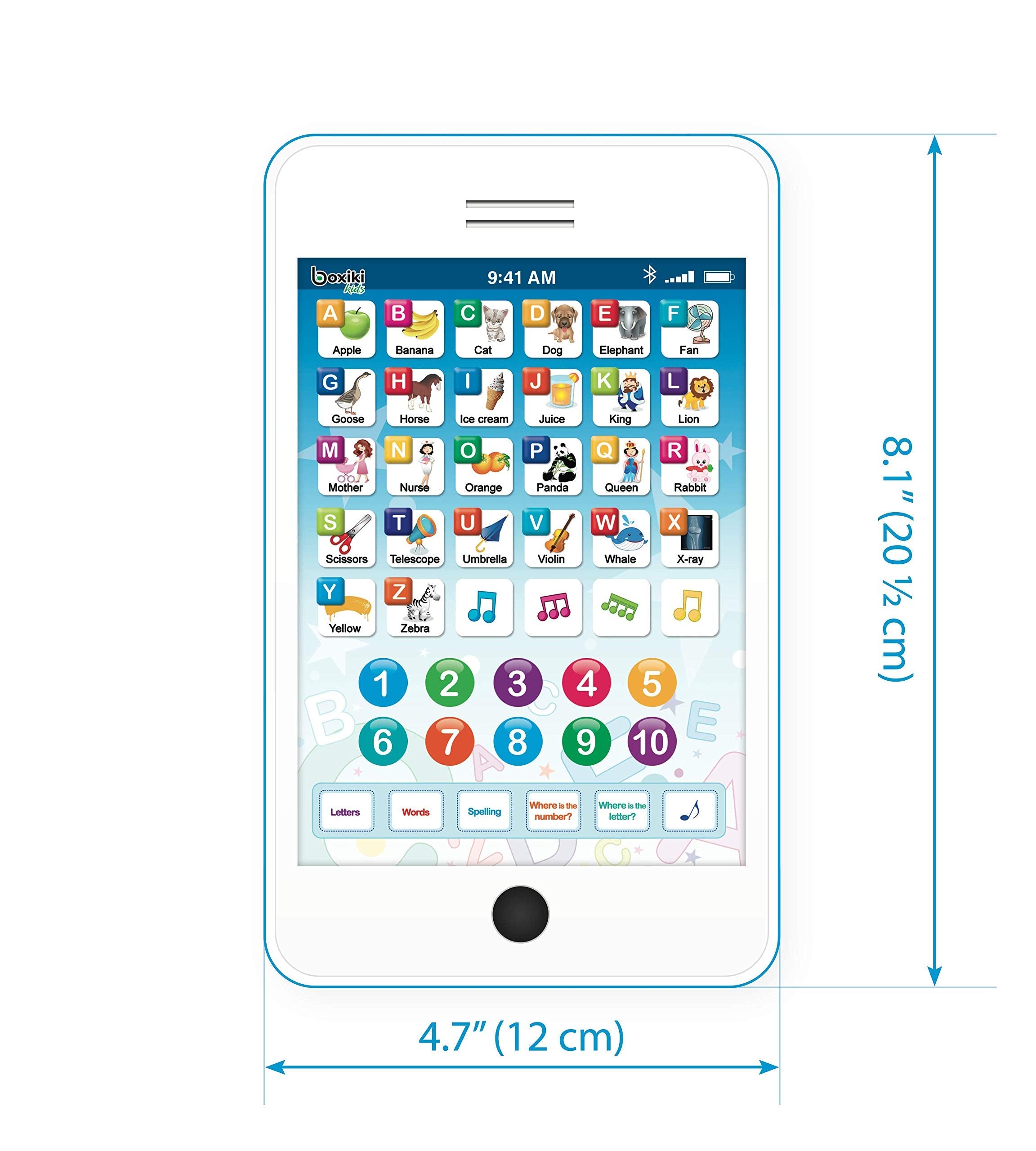 Boxiki Kids 6-in-1 phone toy in use shows interactive learning on the go