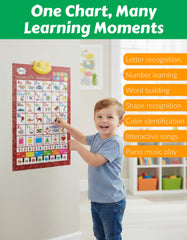 Boxiki Kids bilingual chart features music notes for rhythm and pronunciation practice.