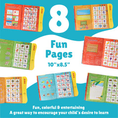 Boxiki Kids learning activities spread across eight sturdy pages inviting exploration