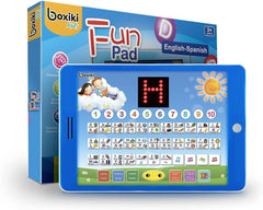Boxiki Kids Spanish-English tablet front view for bilingual learning on the go.