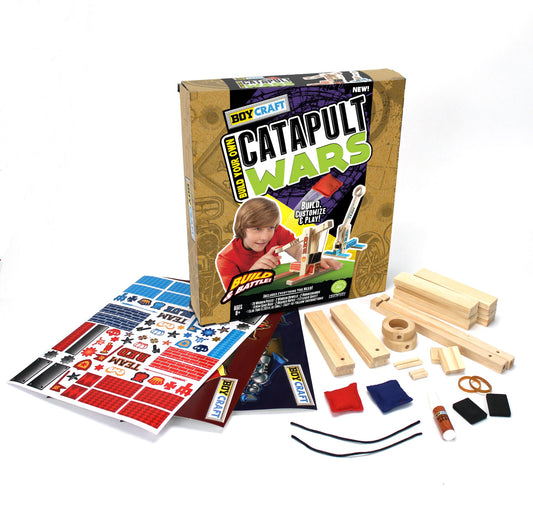 Boy Craft Catapult Wars wooden pieces ready for creative building and play.