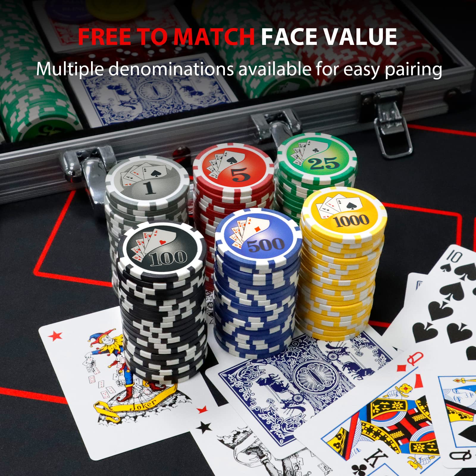 Boyzhood 39mm casino-size chips designed for Hold'em and blackjack.