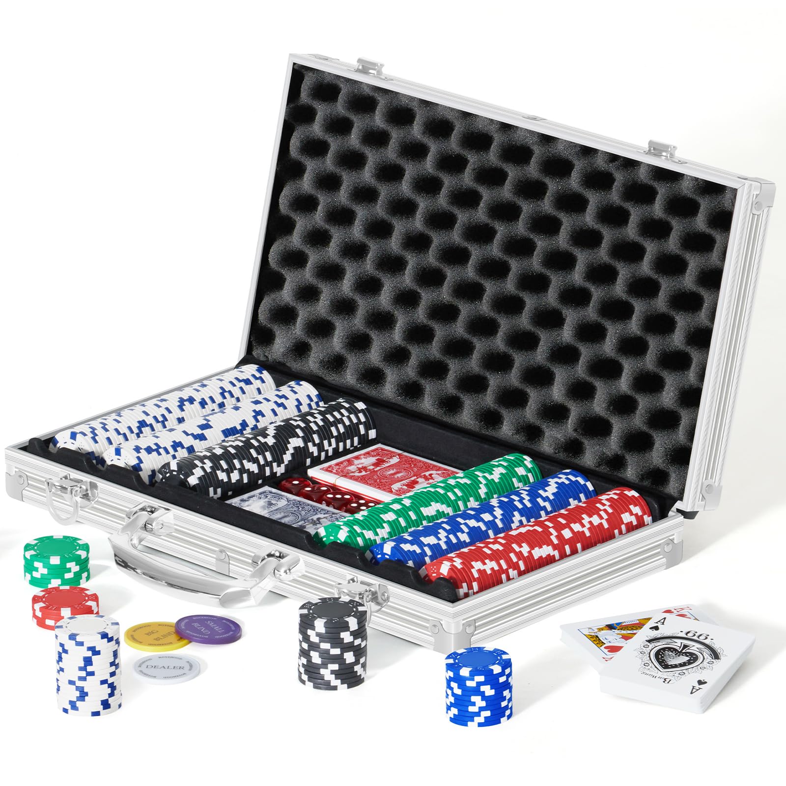 Boyzhood poker chips 300-piece set with aluminum case for portable gaming