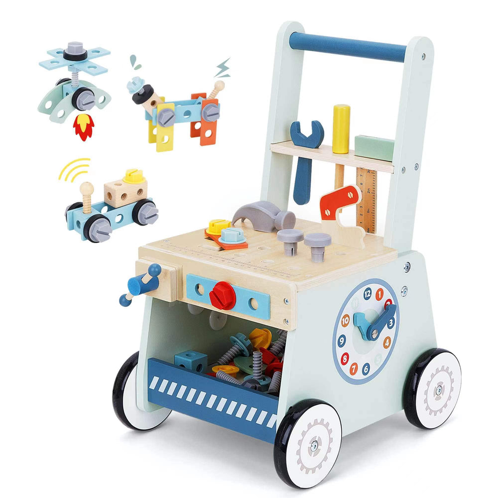 Bpmfkid 2-in-1 push walker with wooden frame supports early walking.