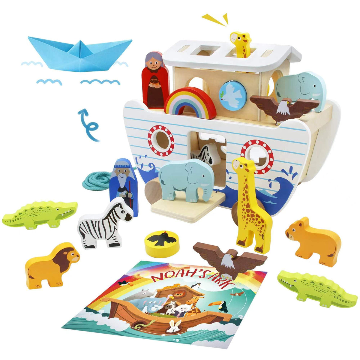 bpmfkid Noah's Ark wooden toy set sparks imaginative play and storytelling.