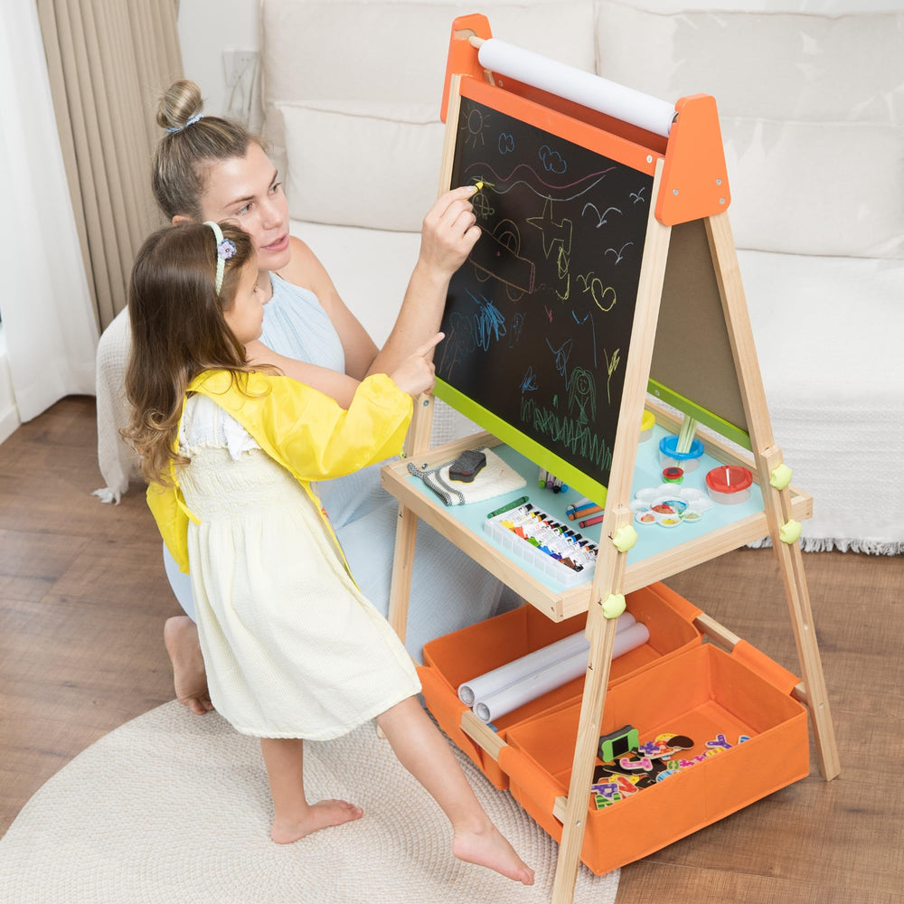 bpmfkid sturdy triangular wooden easel stays stable during busy art time