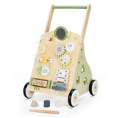 BPMFKID wooden baby push walker with an easy grip handle for first steps.