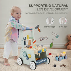 Bpmfkid wooden baby walker side view shows sturdy frame.