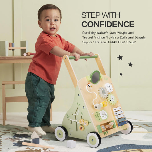 BPMFKID wooden push-pull learning center offering versatile activities for toddlers.