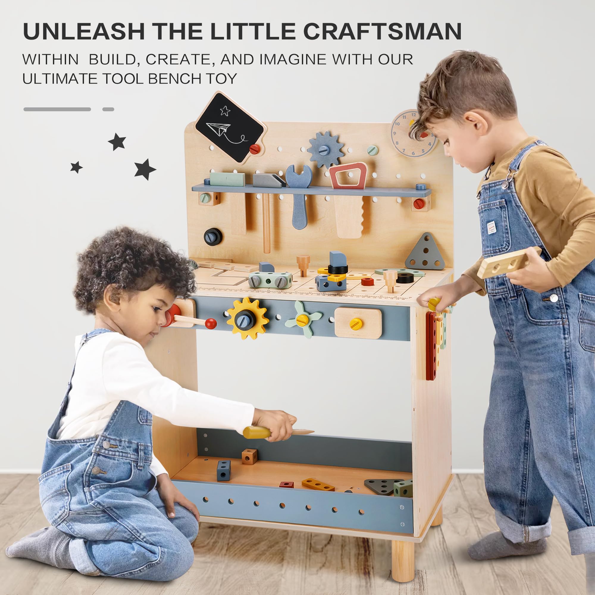 bpmfkid wooden toy tools set features safe, rounded edges for little hands