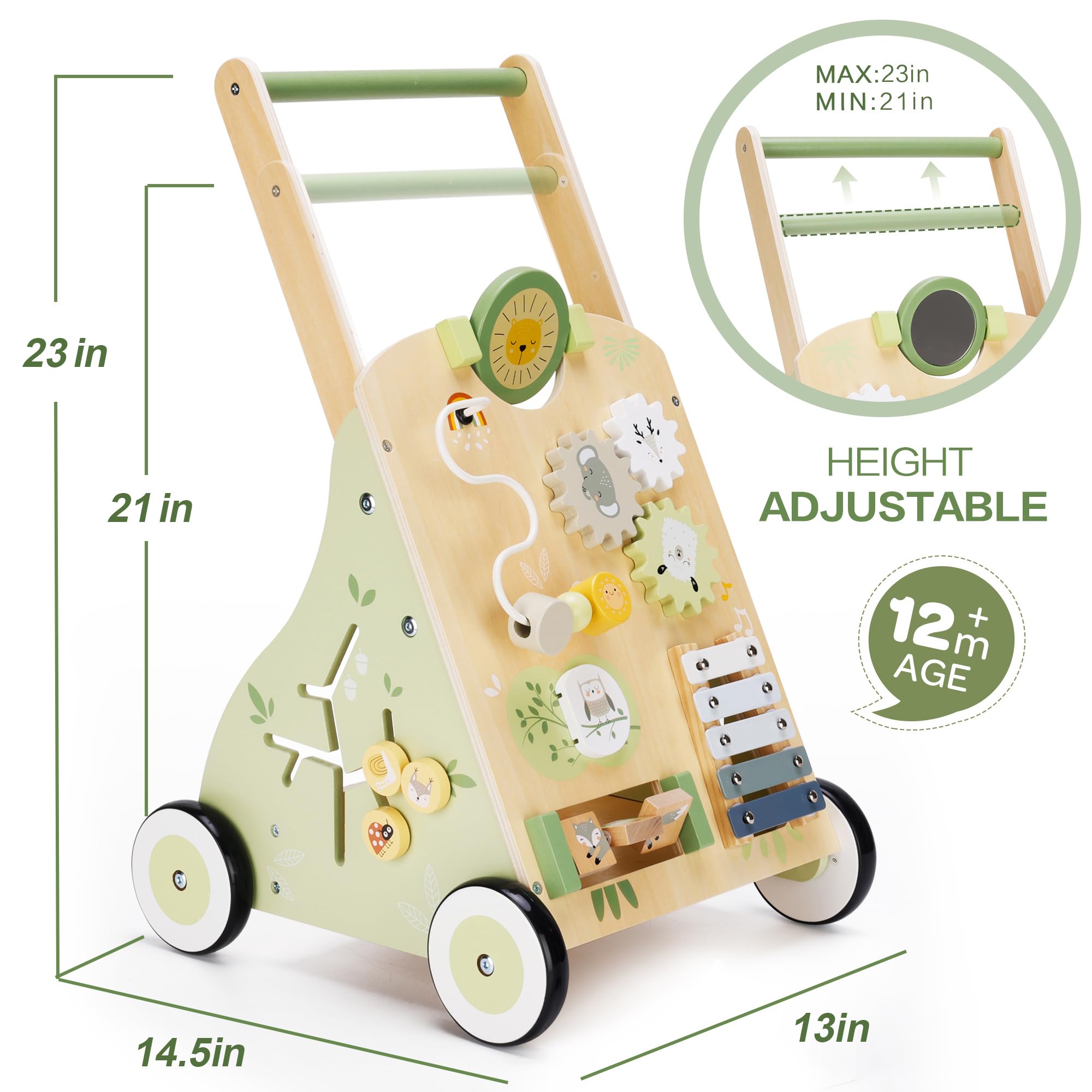 BPMFKID wooden walker easy assembly with illustrated instructions.